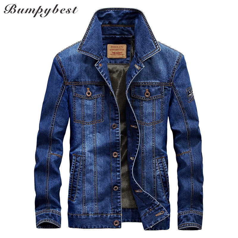 Bumpybeast 2018 Mens jackets and coats Military style jeans jacket