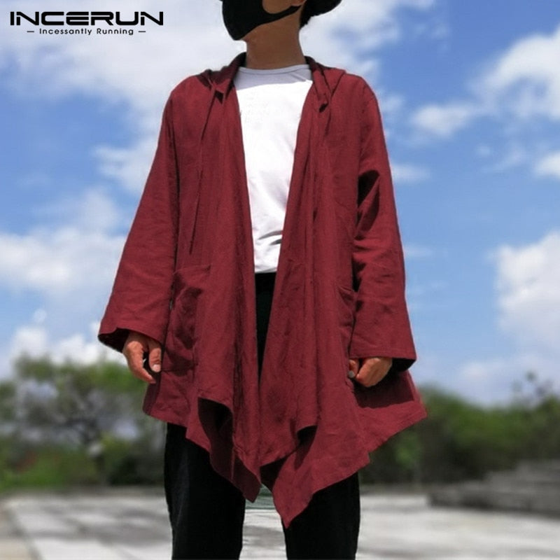 Hiphop Men's Cardigan Hoodie Cloak Long Sleeve Autumn Hoody