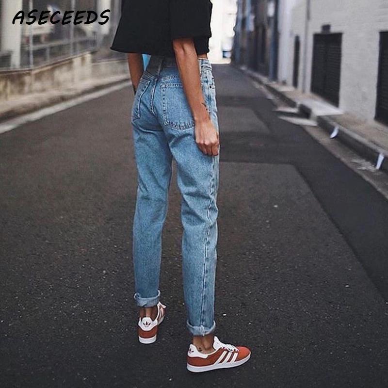 Vintage ladies boyfriend jeans for women mom high waisted jeans