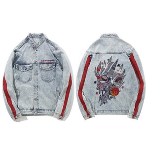 Harajuku Embroidery Dragon Jacket Jeans Streetwear