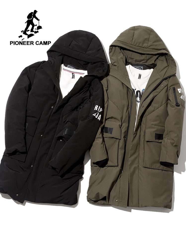 Pioneer Camp waterproof long thick down jacket men brand