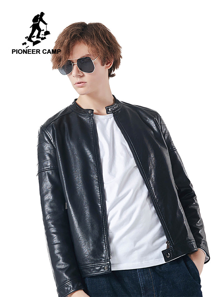 Pioneer camp new leather jacket men brand clothing autumn