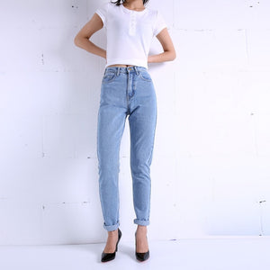 Free shipping 2019 New Slim Pencil Pants Vintage High Waist Jeans