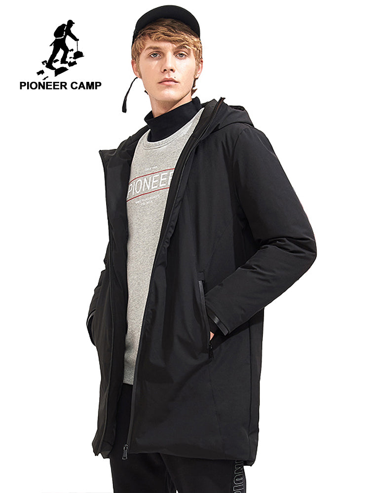 Pioneer Camp new thick hooded down coat men brand clothing solid