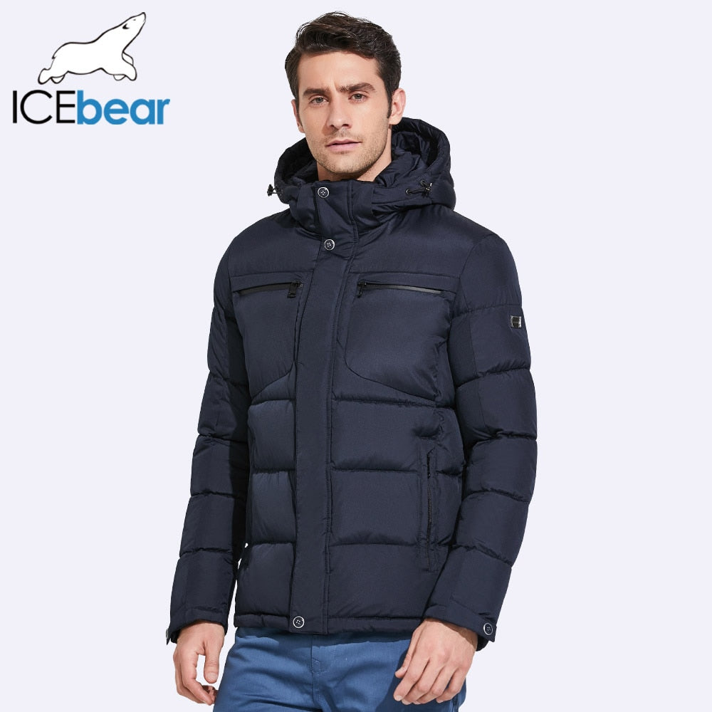ICEbear 2017 Mens Winter Jackets Chest Exquisite Pocket Simple Hem
