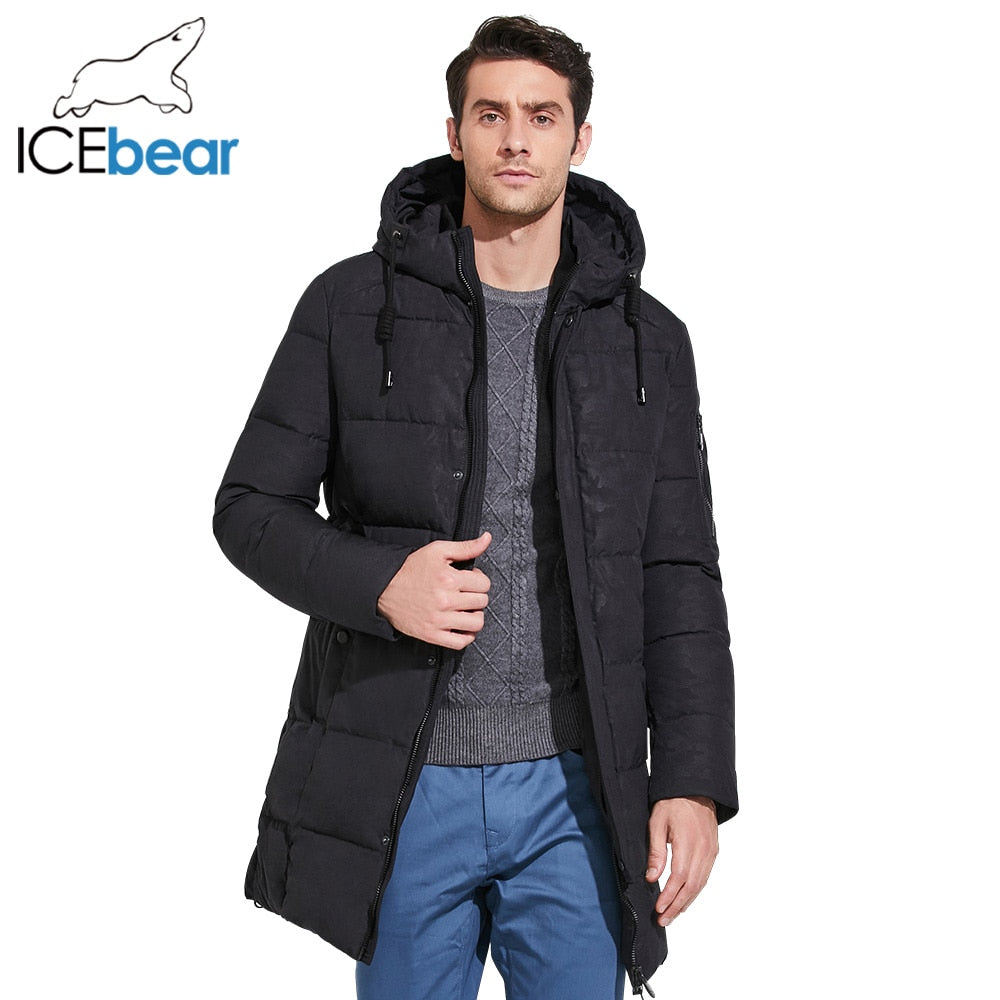 2017 Mens Winter Parkas Mid -Long Smooth  Collar Simple Handsome Winter Jacket