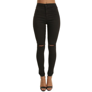 NIBESSER High Waist Casual Skinny Jeans For Women Hole Vintage Girls