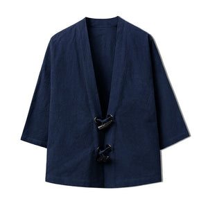 2019 Fashion Ethnic Men's Coats Jackets Kimono 100%Cotton Black