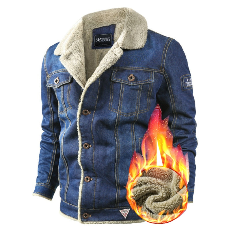 VOLGINS Brand Denim Mens Jacket Autumn Winter Military Jeans Jacket
