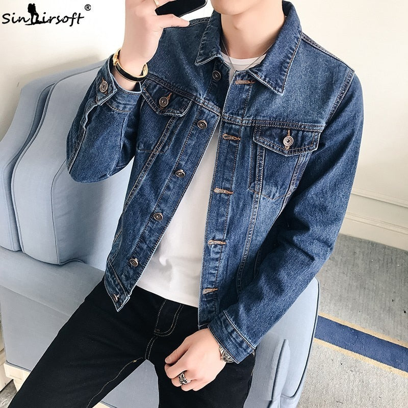 New Shipping 2019 Men's Fashion Jeans Jacket